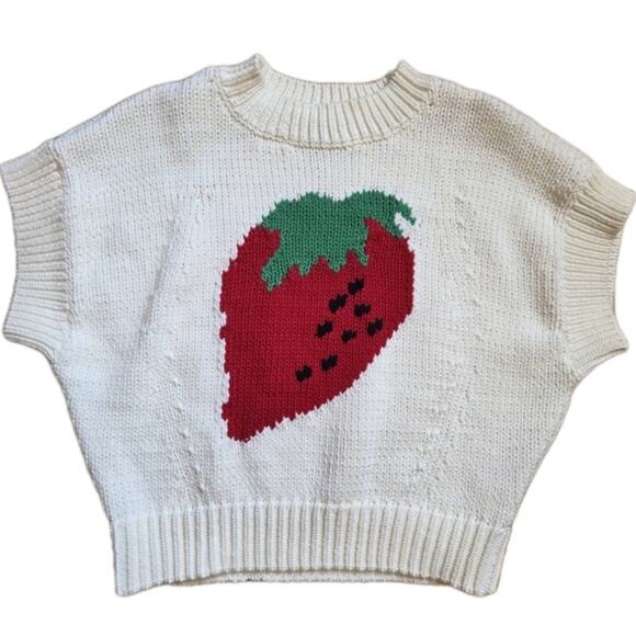 Anthropologie Maeve Strawberry The Pippa Crew-Neck Sweater Sz S - Picture 5 of 7